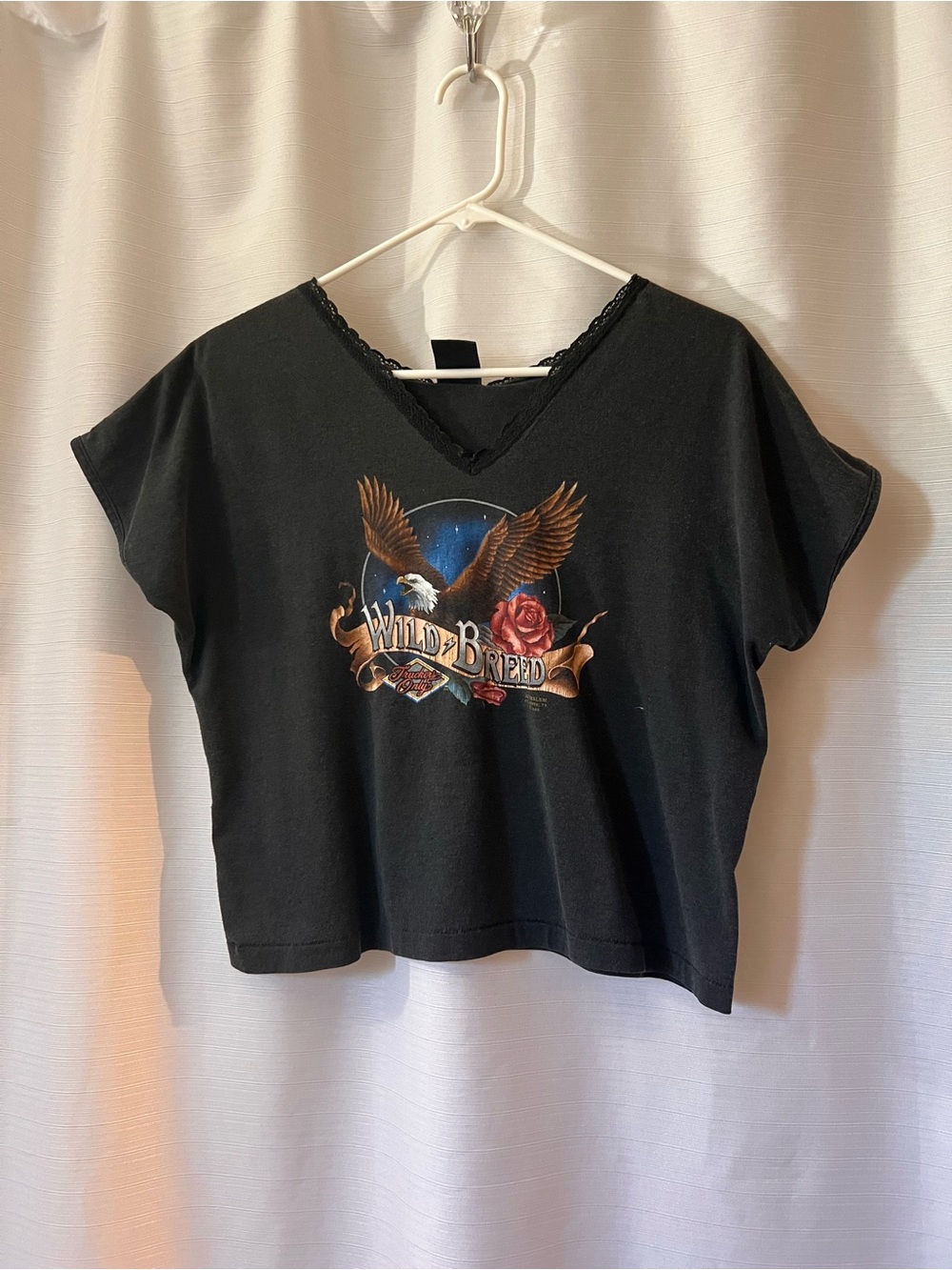 Wild Breed Graphic V-Neck Crop Top - Black